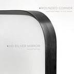 Wall Mount Mirror for Bathroom, Brush Black Metal Framed Rounded Corner - Image 3