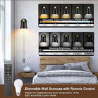 VATONI Wall Sconce Plug in, Remote Control Dimmable Wall Sconces and Adjustable - Image 3