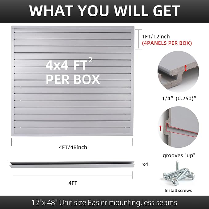Slatwall Panel Garage Organizer Heavy Duty Wall Mounted, PVC Slat Panels Home - Image 3