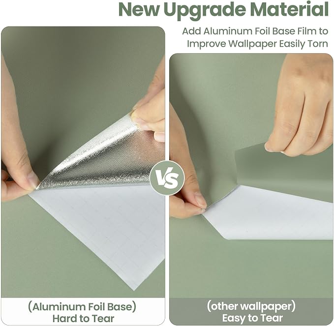 practicalWs Sage Green Wallpaper Stick and Peel Green Contact Paper 17.7'' x - Image 6