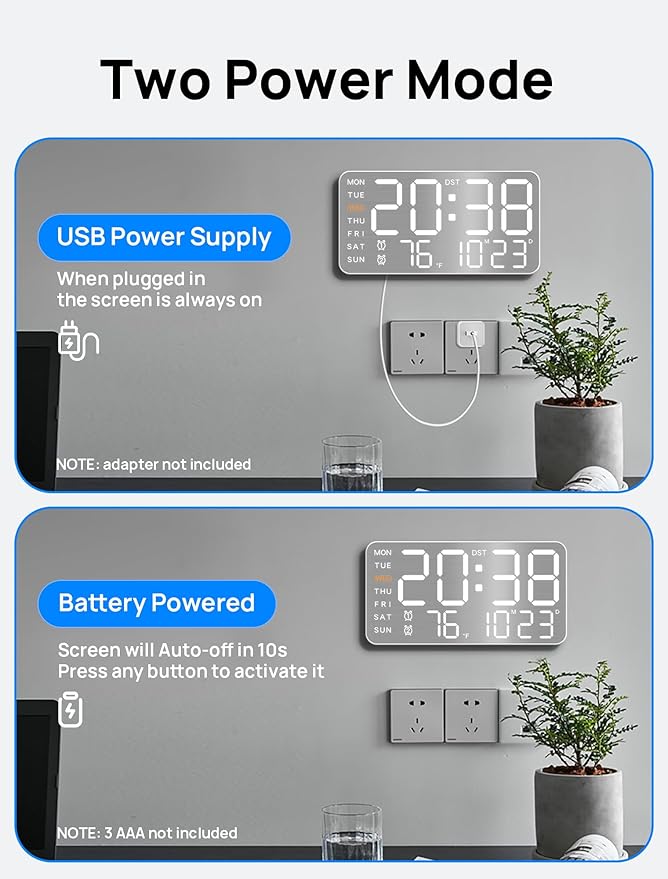 MASHI 8.4''Large Digital Wall Clock, Led Alarm Clock - Image 5