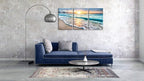 Wieco Art 3 Panels Blue Beach Sunrise White Wave Pictures on Canvas Wall Art - Image 3
