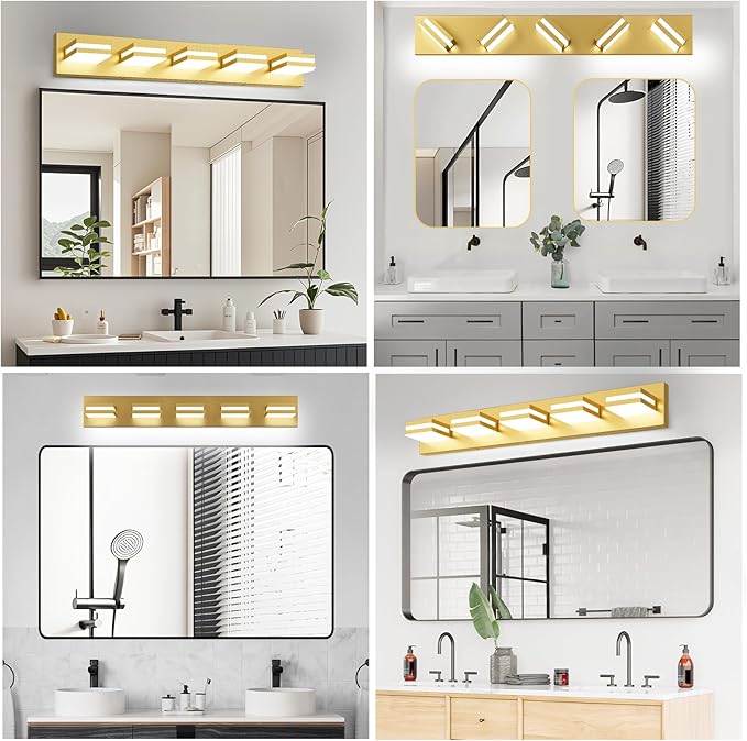 IZORRO LED Modern Bathroom Lights Fixtures, Brushed Glod Acrylic Wall Lighting - Image 8