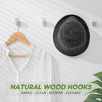 Felidio Wood Wall Hooks, 4 Pack Coat Hooks Wall Mounted, Rustic Wooden Heavy - Image 3