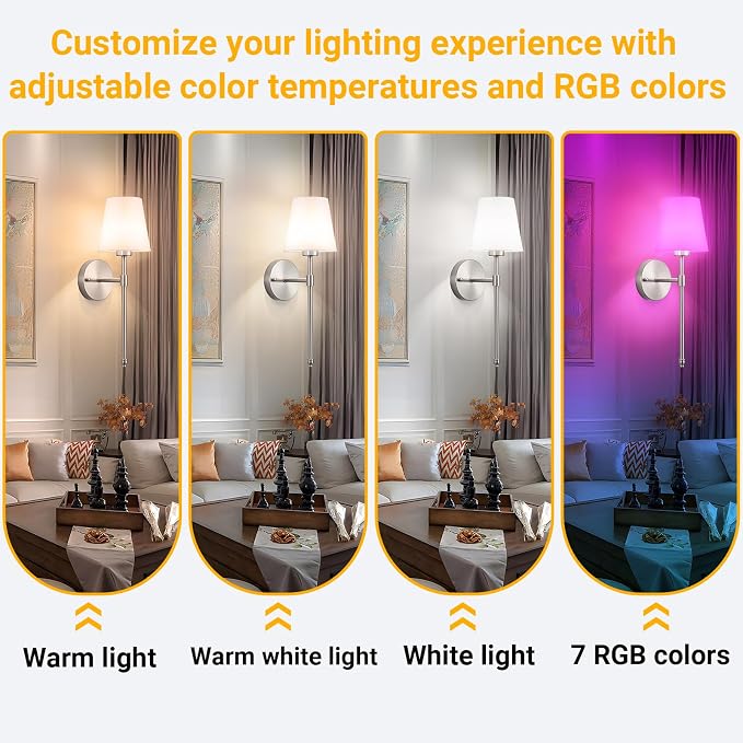 Vimhou Peel and Stick Wall Sconces, Stick On Wall Sconce Set of 2, Battery - Image 4