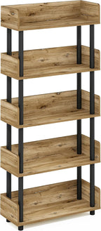 Furinno TURN-N-TUBE 5-Tier Display Shelf, Storage Shelves, Book Shelf, Open - Image 5