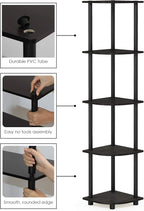 Furinno TURN-N-TUBE Corner Shelf, 5-Tier Corner Bookshelf, Open Storage Shelves - Image 7