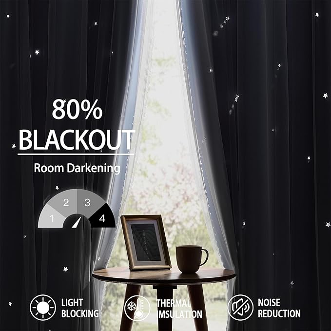 XiDi Light Blue Curtains for Bedroom, Girls Room Blackout Curtains, Kids Room - Image 6