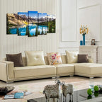 KREATIVE ARTS - 5 Pieces Canvas Prints Wall Art Canada Moraine Lake And Rocky - Image 3