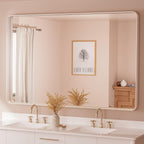 TETOTE White Framed Mirror for Bathroom 60 x 36 Metal Frame Wall Mounted by TETOTE