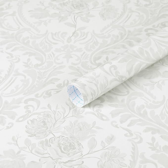 Ismoon Floral Peel and Stick Wallpaper Grey Contact Paper Boho Watercolor - Image 9
