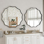 Round Wavy Mirror, 24 Inch Metal Frame Circle Mirror, Round Wall Mounted - Image 2