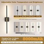 31.5 Inch Battery Operated Wall Sconce Set of Two, 8000mAh USB Rechargeable - Image 3