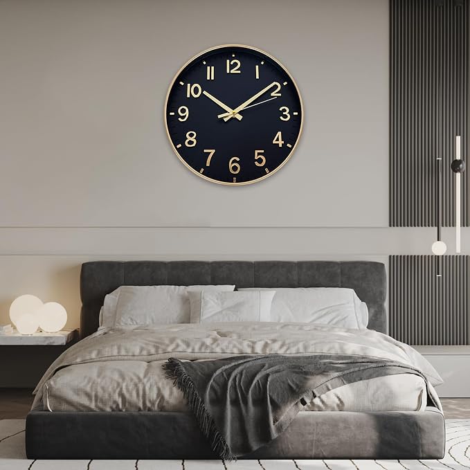 HZDHCLH Wall Clocks Battery Operated, Wall Clock Black Gold, 8 inch Wall Clock - Image 7