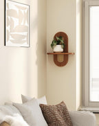 Floating Shelves for Wall, Boho Home Wall Decor, Rattan Plant Shelf Set of 2 - Image 4