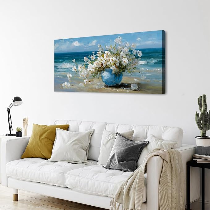 AIYISU Vintage Flowers Canvas Wall Art White Blossom Painting Retro Flowers in - Image 6