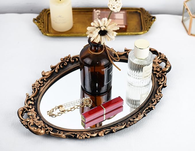 Tstarer Vintage Decorative Gold Framed Mirror, Wall Hanging Mirrors & Tabletop - Image 4