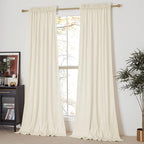 NICETOWN Ivory White Velvet Curtains 144" Length 52" Wide, Luxury and Thick by NICETOWN