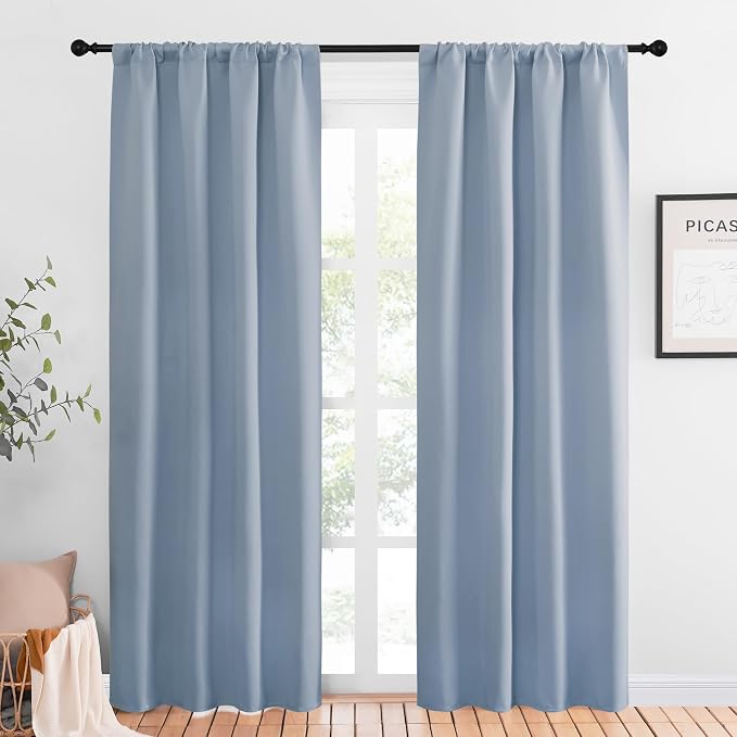 NICETOWN Blackout Curtains for Living Curtains, Vintage Blue, 1 Pair, 34-inch W by NICETOWN