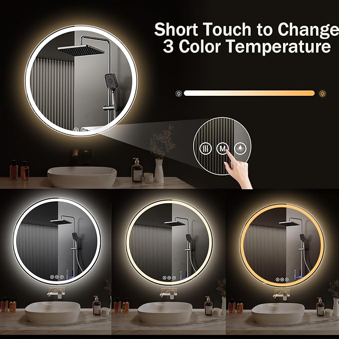 LED Bathroom Mirror 20 Inch Round Bathroom Mirror - Image 3