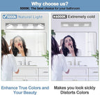 360° Rotate LED Bathroom Vanity Light Fixtures, 1600LM Acrylic Chrome Vanity - Image 3