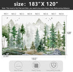 -Green Cartoon Pine Forest Nursery Fabric Wallpaper - Image 4