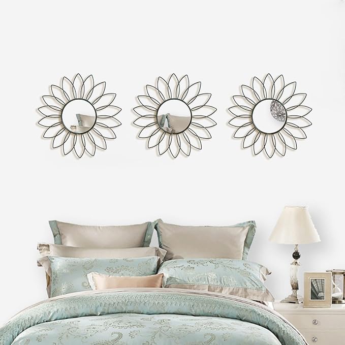 3 Pack Metal Mirrors for Wall Sunburst Wall Mirrors Home Décor Decorative - Image 5