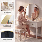 DUMOS 28-Inch Round Wall Mirror, Bathroom Wall Circle Mirror - Image 4