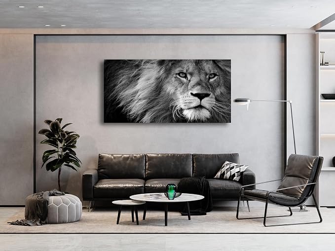 Baisuart Canvas Prints Wall Art Grey lion Stretched Canvas Wooden Framed - Image 4
