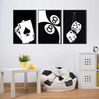3Pcs Black and White Poker Dice Canvas Wall Art Lucky You Poster Prints Trendy - Image 6