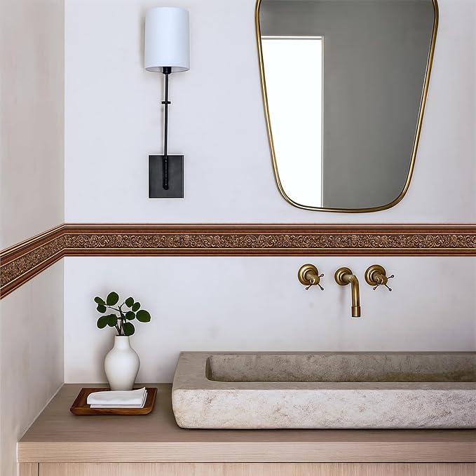Brown Vintage Wallpaper Border 196x4 Inch Peel and Stick Classic Decorative - Image 3