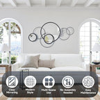 Wall Mirror Decorative, Print Round Decorative Mirrors, Large Decor Metal Wall - Image 6