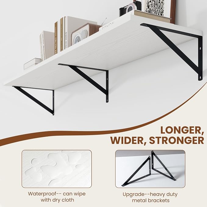 Heimlove White Deep Floating Shelves - Image 6