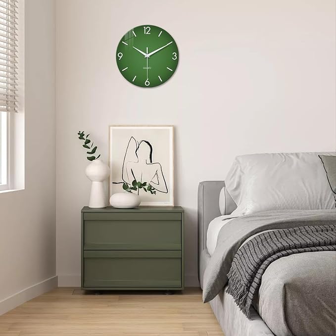 XFM Large Green Wall Clock 16 Inch Simple Wall Clock s Battery Operated Modern - Image 6