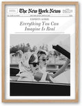 iHery Small Everything You Can Imagine Is Real Framed Trendy NewsPaper Wall Art by iHery