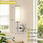 Wall Sconces Set of Two, Brushed Nickel Bathroom Sconces - Image 7