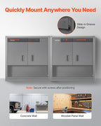 VEVOR Metal Wall Cabinet, 30W x 12.01D x 30H Inch, Steel Floating Hanging - Image 4