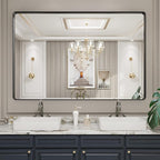 LOAAO 60X40 Inch Black Metal Framed Bathroom Mirror - Image 8