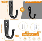 10Pcs Heavy Duty Wall Hooks for Hanging, Large Size Wall Hooks, Coat Hooks - Image 2