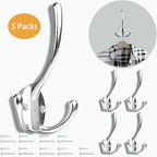 Wall Mounted Coat Hooks 5 Pack Heavy Duty Black Hardware Robe Hooks Decorative - Image 2