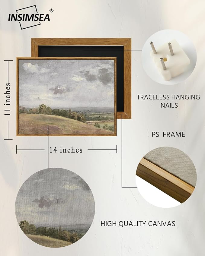 InSimSea Framed Canvas Wall Art Vintage Decor, Landscape Wall Art, Farmhouse - Image 5
