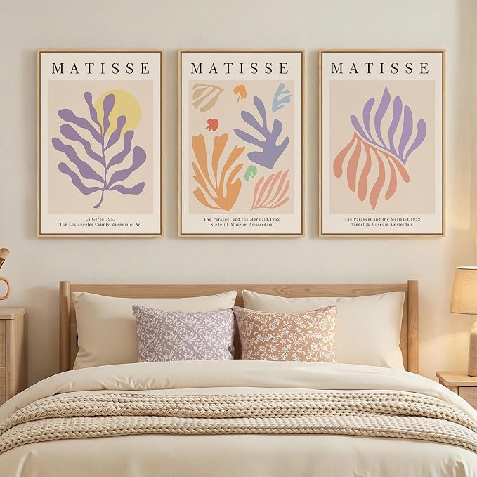 Framed Large Matisse Canvas Wall Art Set of 3, Vintage Colorful Abstract Floral - Image 4