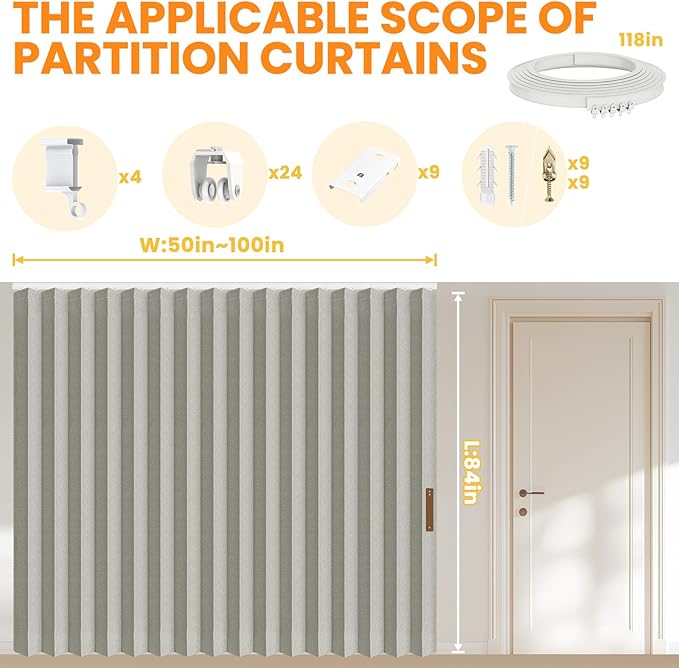 Room Divider Curtain Sets with Flexible Ceiling Track, Privacy Soundproof - Image 3