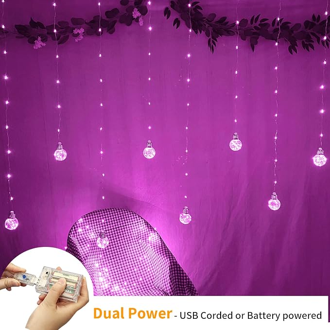 YOLIGHT Wishing Ball Curtain Lights 200 LED Window Curtain String Light - Image 4