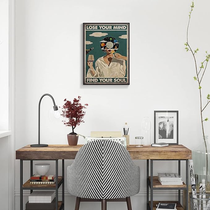 Framed Art Vintage Lose Your Mind Find Your Soul Poster Mental Health Quote - Image 6