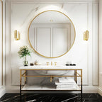Sunniry Gold Round Mirror 30 inch, Large Circle Mirror, Round Wall Mirror - Image 4