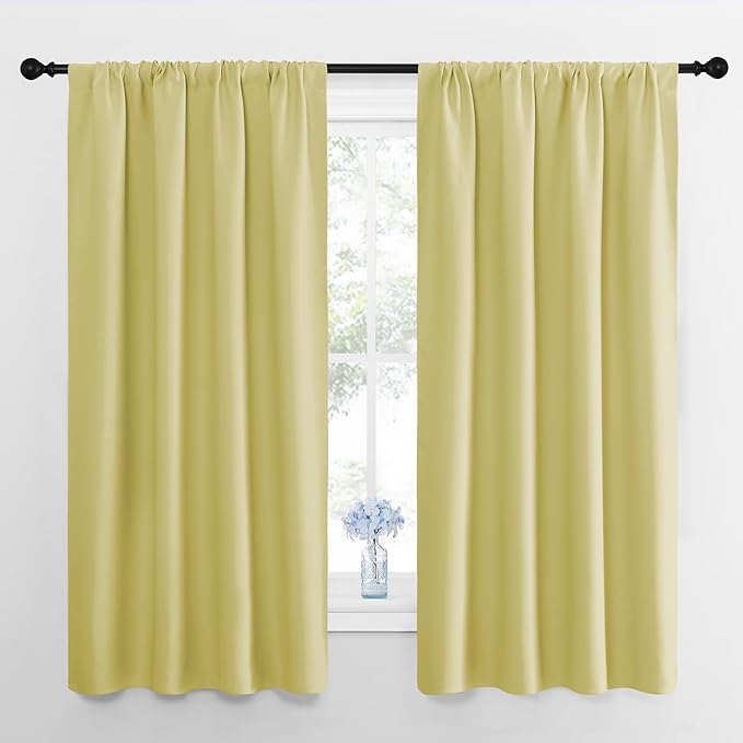 NICETOWN Blackout Curtains for Bedroom, Paler Yellow, 1 Pair, 42 by 45-inch by NICETOWN