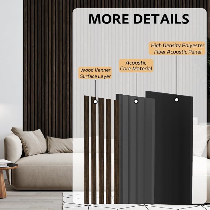 4 Pack Wood Panels for Wall, 47.2"×23.6" Wood Slat Acoustic Panels for Wall - Image 3