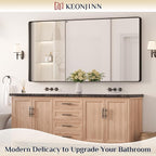 Keonjinn Black Bathroom Mirror for Over Sink, 72 x 36 Inch Large Rounded - Image 2
