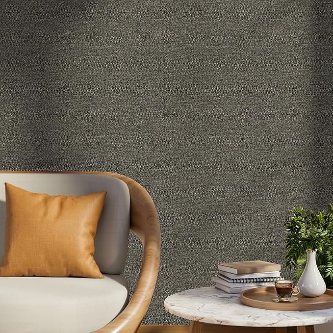Blended Brown Peel and Stick Wallpaper Slight Velvety Feeling Woven Fabric - Image 6